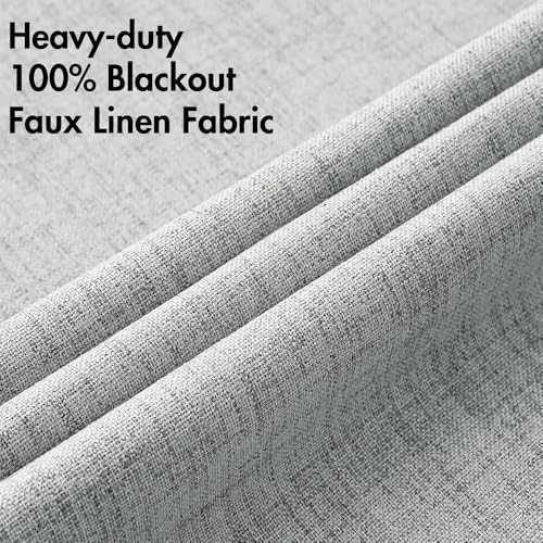 100% Blackout Linen Curtains for Bedroom 52x96 Inches Glacier Gray (Glacier Gray / 52"W x 96"L (Pack of 2))