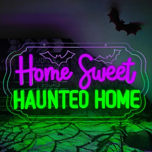 Home Sweet Haunted Home Halloween Neon Sign Haunted House Neon Led Sign (Home Sweet Haunted Home)