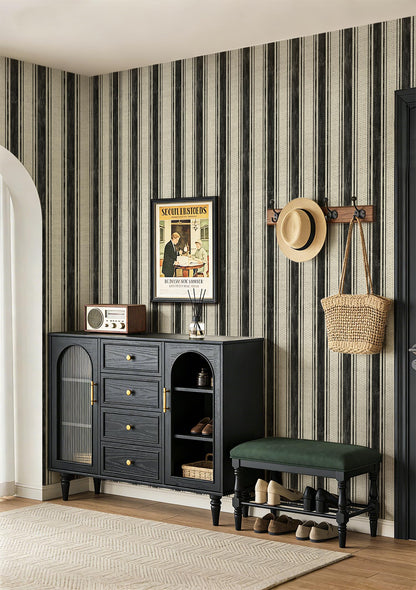 Peel and Stick Wallpaper Black and Cream White 17.3"x393" Hand (Black and Cream White / 17.3" x 393")