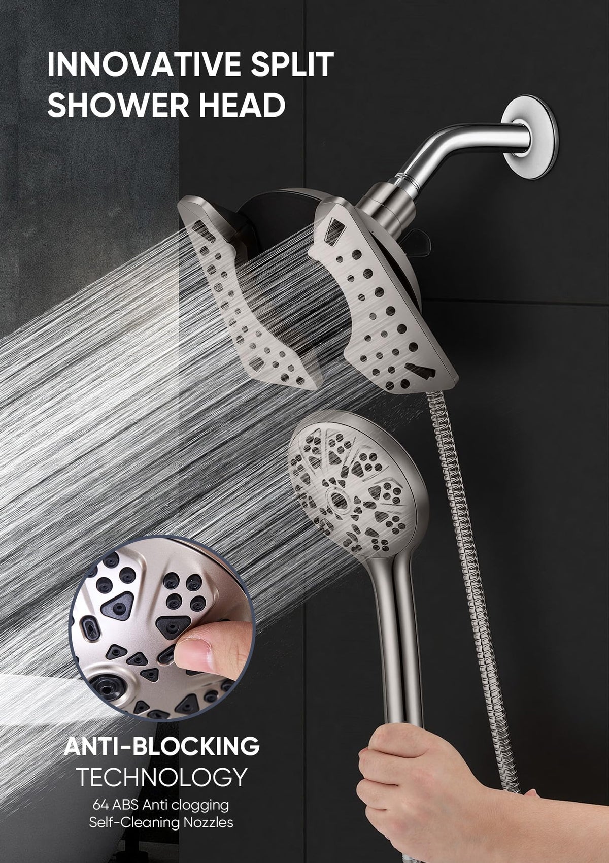 Shower Head with Handheld High Pressure (Brushed Nickel)