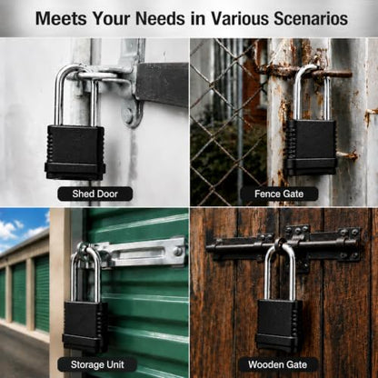 2 Pack 4.13 Inch Long Shackle Combination Lock