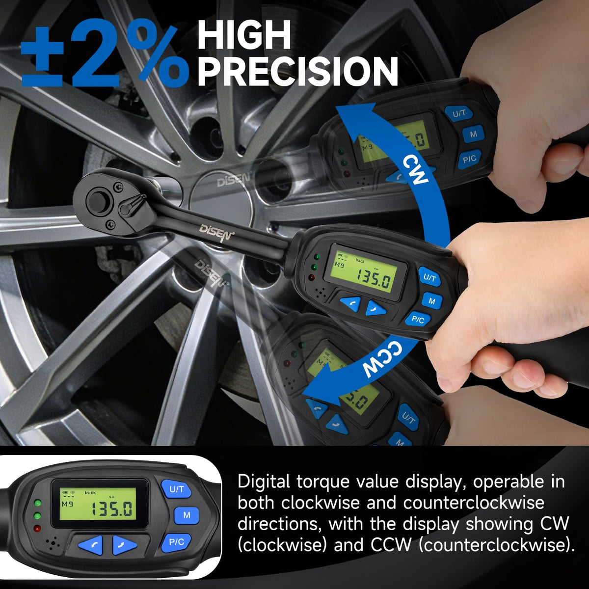6 PCS 3 8 inch Digital Torque Wrench Kit (3/8-inch-5PCS)