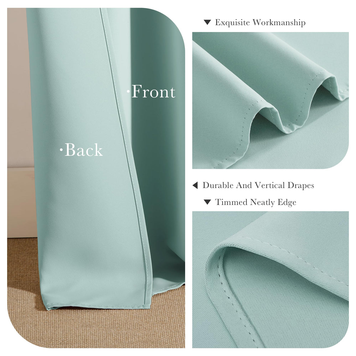 Blackout Curtains Short (Mint Green / 42"W x 36"L (Pack of 2))