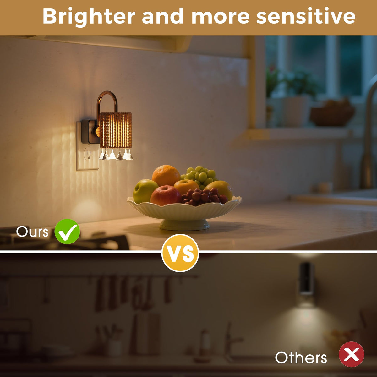 Night Lights Plug into Wall (Gold Ring-3000K / 1 Pack)