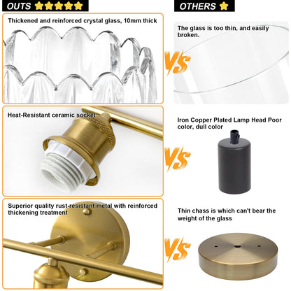Bathroom Light Fixtures (30" Gold Base-Clear / 5-light)