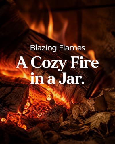 Blazingflames Scented Smoky Amber Woodsy Fireplace Candle 19.4Oz (Large Jar / Blazing Flames)