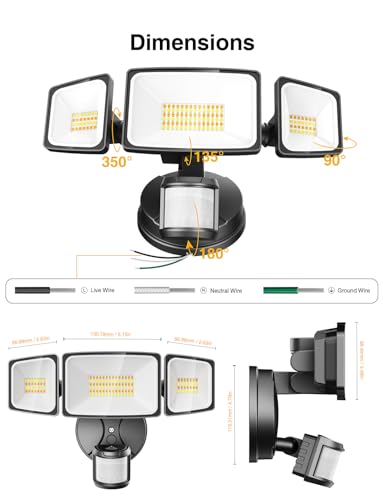 65W Smart Outdoor Security Lights with Motion Sensor