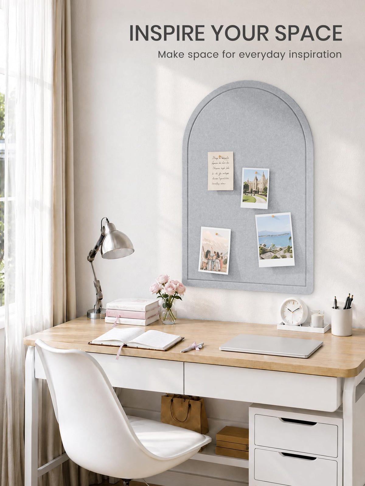 Arched Felt Bulletin Board (Soft Gray)