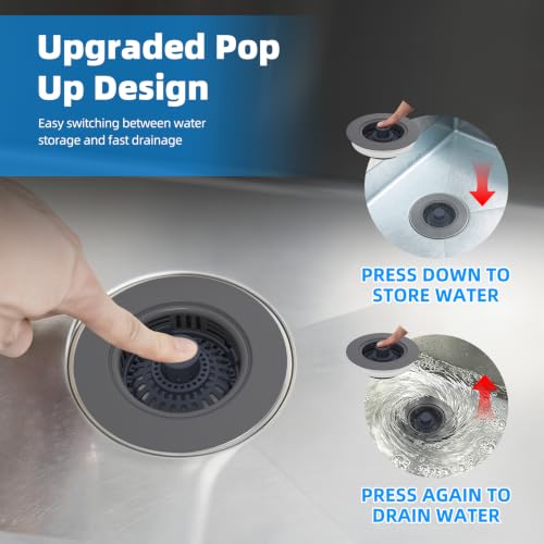 3 in 1 Kitchen Sink Drain Strainer (Gray)