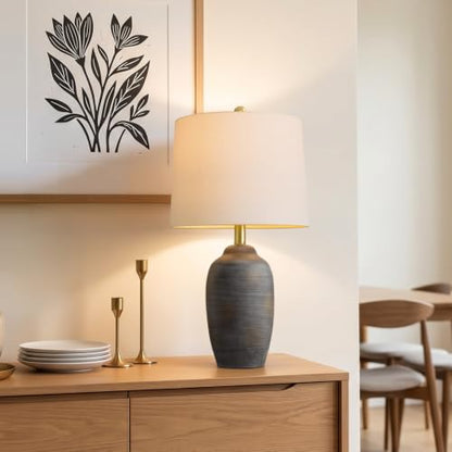 24.5" Rustic Bedside Lamp with Natural Textured Finish