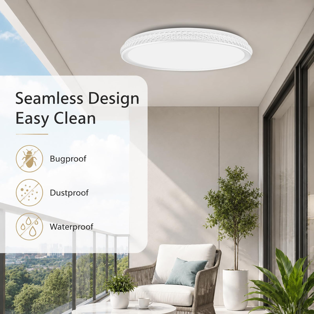 15 Inch LED Flush Mount Ceiling Light (White / 15 Inch)
