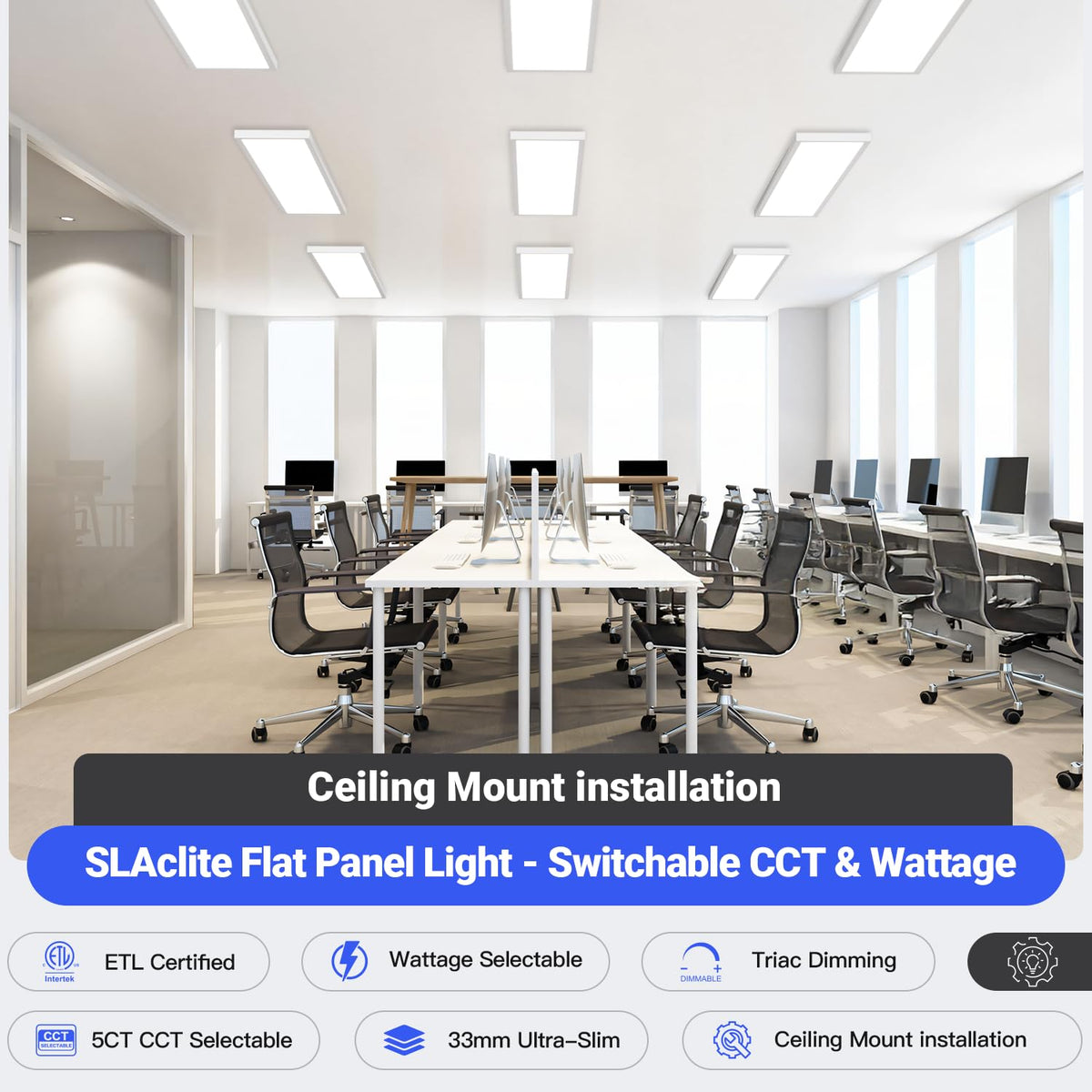 1x4 LED Flat Panel Light (White / 1x4FT 2Pack)