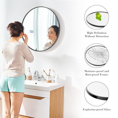 30 Inch Round Wall Mirror (Classical Black / 30.1"L x 30"W / Round)