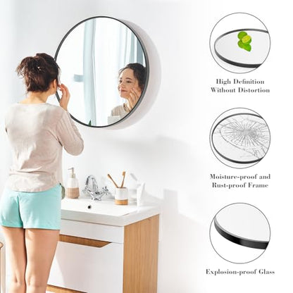 30 Inch Round Wall Mirror (Classical Black / 30.1"L x 30"W / Round)