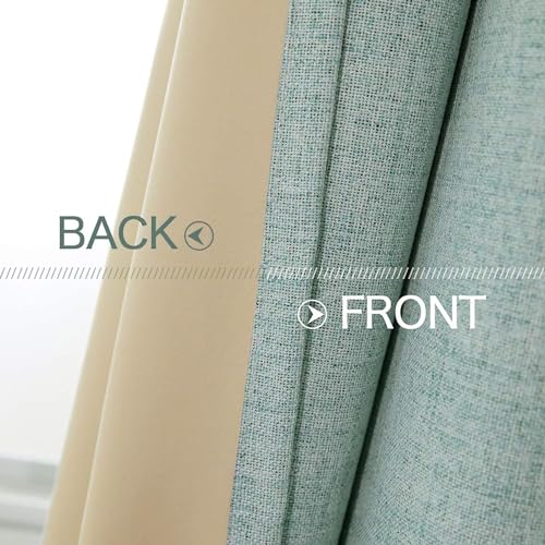 100% Blackout Linen Curtains for Bedroom 42x84 Inches Seafoam Green (Seafoam Green / 42"W x 84"L (Pack of 2))