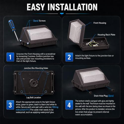 LED Wall Pack Light with Dusk to Dawn Photocell