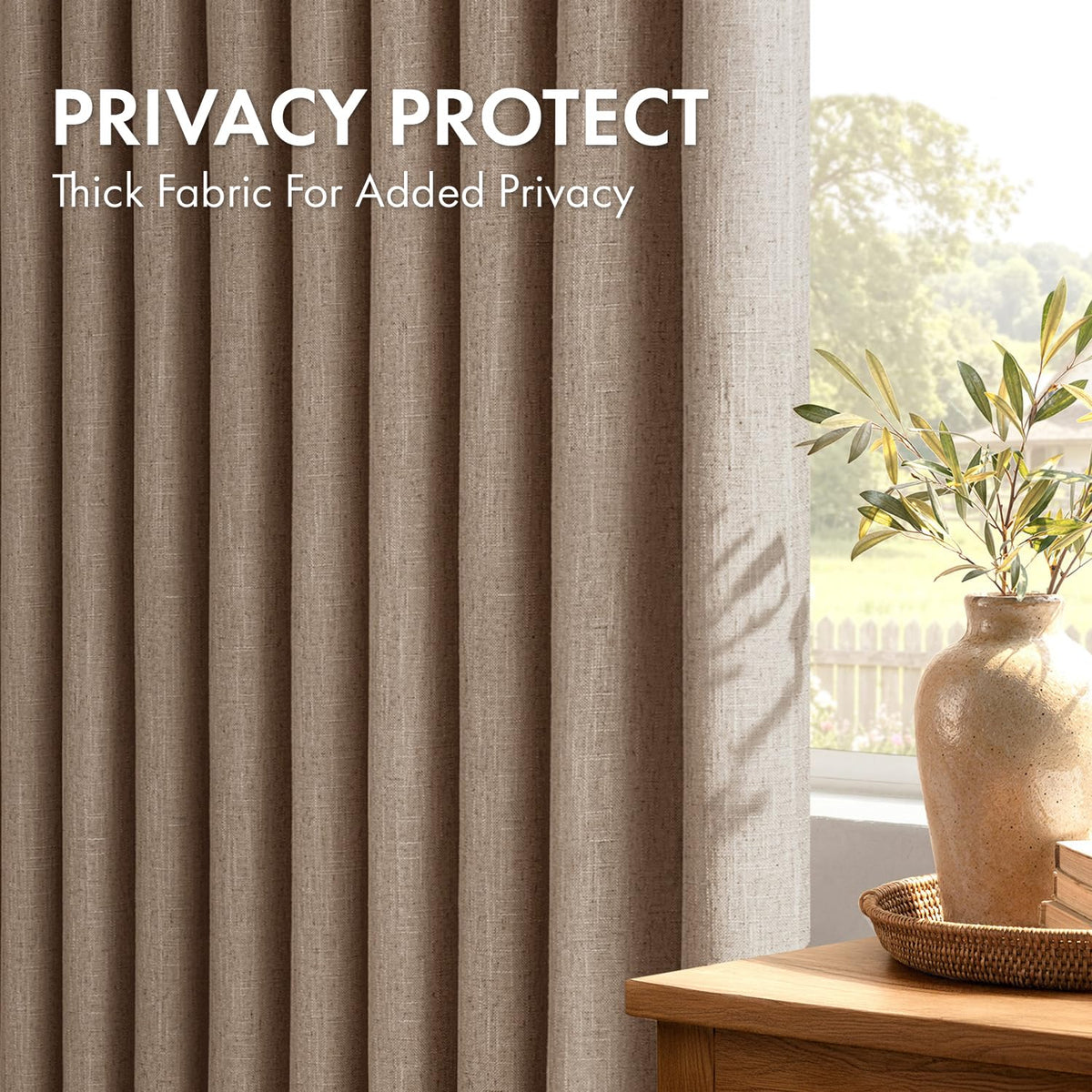 4 Panels Pinch Pleated Linen Curtains 102 Inches Long Linen Brown (Linen Brown / 40"W x 102"L (Pack of 4))