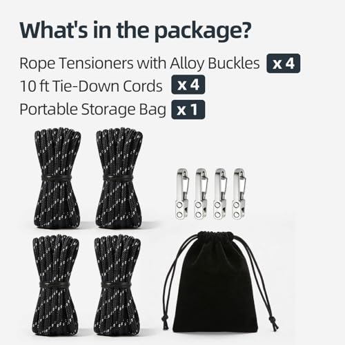 Rope Tensioner Set with Alloy Buckles and Storage Bag
