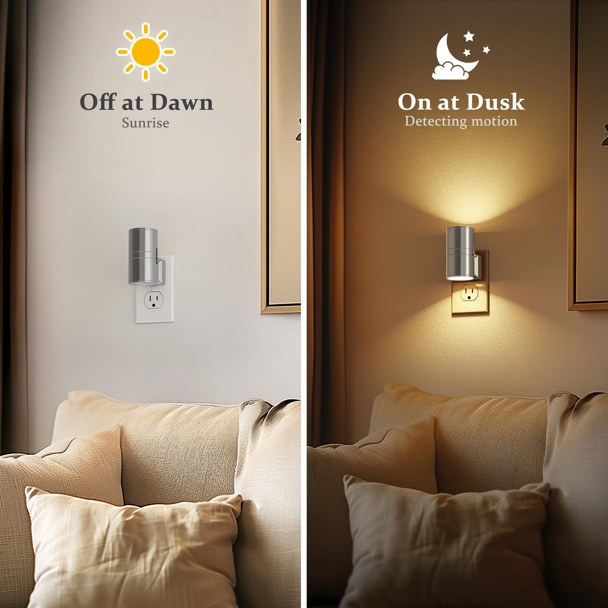 Night Light LED Night Lights Plug into Wall (Silver / 2 Pack)