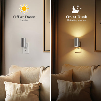 Night Light LED Night Lights Plug into Wall (Silver / 2 Pack)