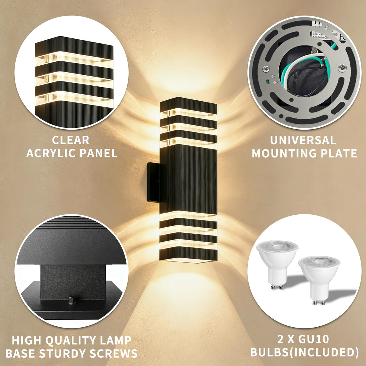 Dusk to Dawn Square Outdoor Wall Lights (Dusk to Down-4 PACK)