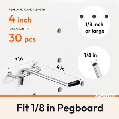 Silver Pegboard Hooks