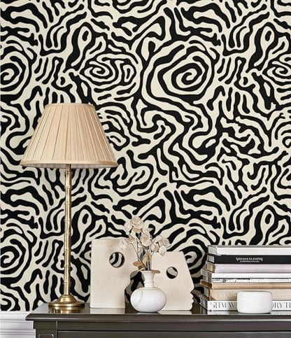 Abstract Geometric Stripes Peel and Stick Wallpaper