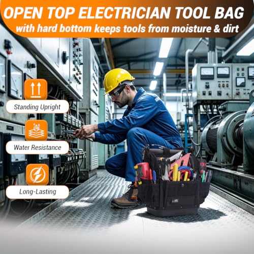 Electrician Tool Bag HVAC Tool Bags with Hard Bottom