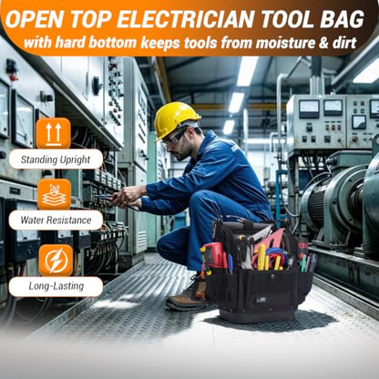 Electrician Tool Bag HVAC Tool Bags with Hard Bottom