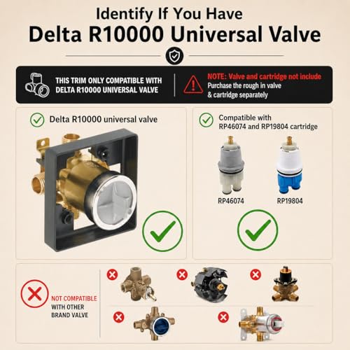 Compatible with Delta R10000 Valve Shower Trim Kit