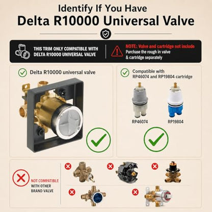 Compatible with Delta R10000 Valve Shower Trim Kit