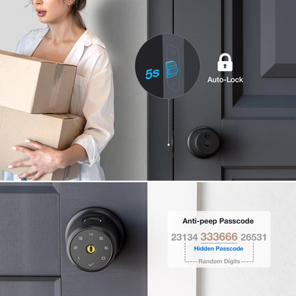 G1 Fingerprint Door Knob Lock with Keypad (Coal Black)