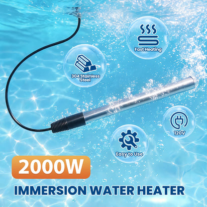 2000W 120V Portable Immersion Water Heater for Spas (Black)