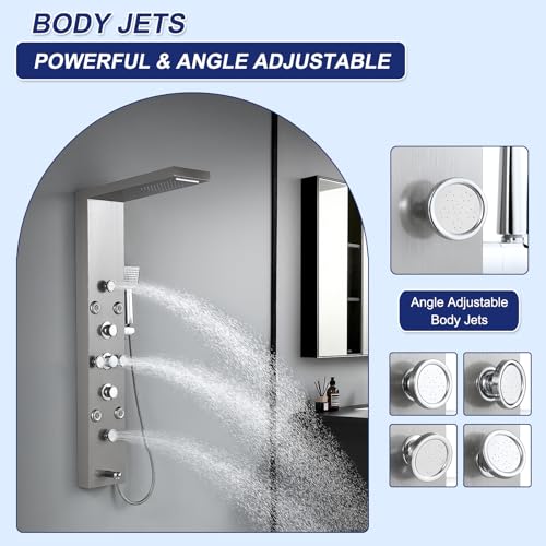 6 in 1 Rainfall Waterfall Shower Panel Tower System