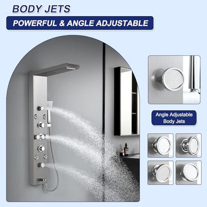 6 in 1 Rainfall Waterfall Shower Panel Tower System