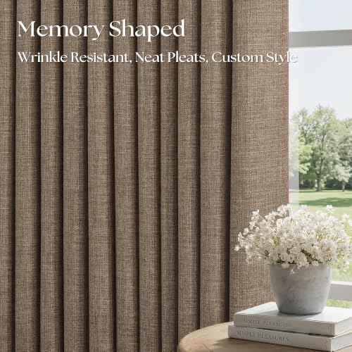 Dark Flax Pinch Pleated 100% Blackout 80 Inch Curtains 2 Panels 50 By 80 (Dark Flax / 50"W x 80"L (Pack of 2))