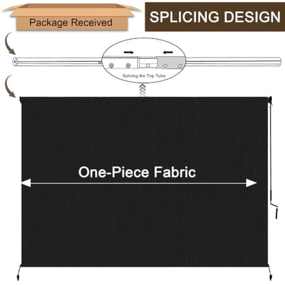 Outdoor Roller Shades for Patio (Black / 96"W x 72"H)