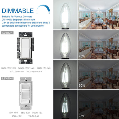 10 Pack E12 Chandelier LED Light Bulbs 60W Equivalent 5000K Daylight (10 Count (Pack of 1))