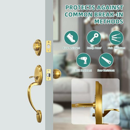 Front Door Lock Handle and Deadbolt Set