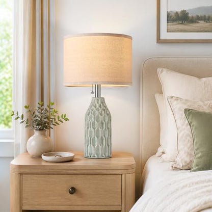 Modern Ceramic Table Lamps Set of 2 for Living Room Bedroom