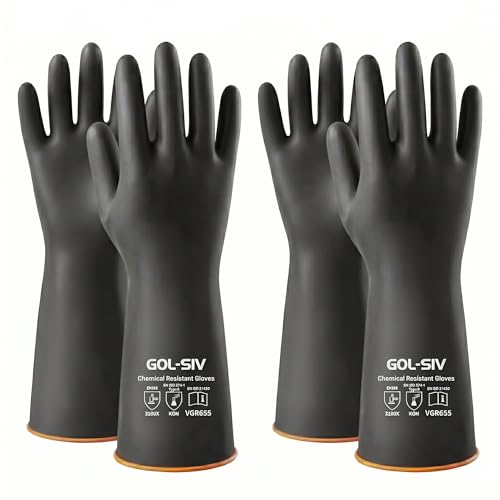 Chemical Resistant Heavy Duty Latex Gloves 6 Pairs