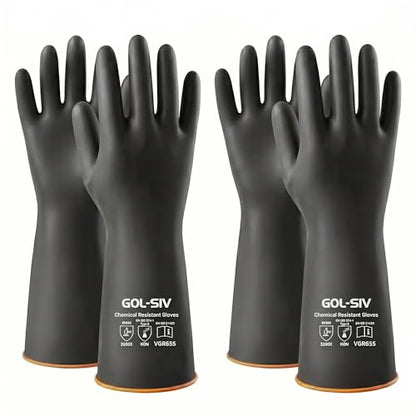 Chemical Resistant Heavy Duty Latex Gloves 6 Pairs