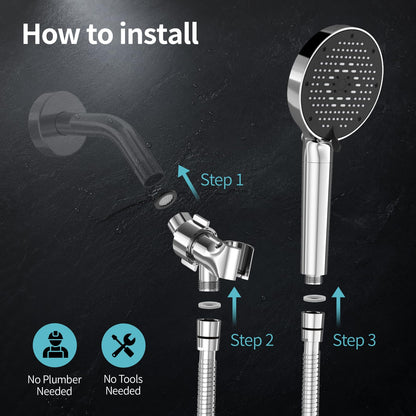 High Pressure Filtered Handheld Shower Head 9 Spray（4 filters） (2.5 Gallon Per Minute+4 Filters / Chrome)