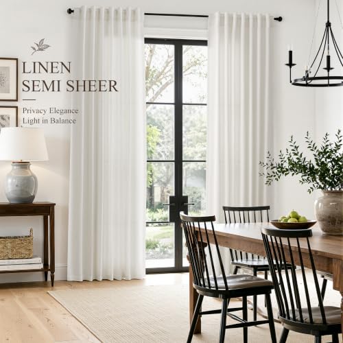 Natural Linen Curtains 105 Inches Long for Living Room 2 Panels (Natural / 52"W x 105"L (Pack of 2))