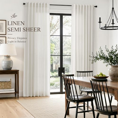Natural Linen Curtains 105 Inches Long for Living Room 2 Panels (Natural / 52"W x 105"L (Pack of 2))