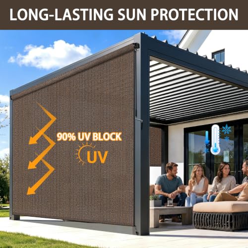 Outdoor Roller Shades for Patio (Mocha / 96"W x 96"H)