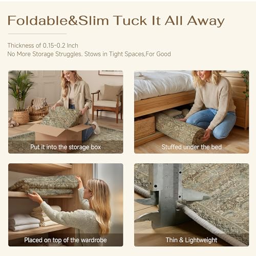 2x8 Runner Rugs Retro Brown Washable Rug (Taupe Brown / 2' x 8' (Runner))