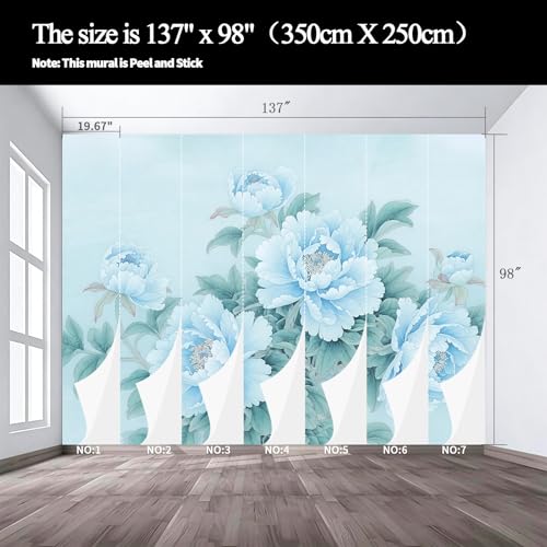 Blue Flower Cluster Realistic Style Landscape Mural Flower self (SDY-04 / 137" x 98")