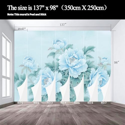 Blue Flower Cluster Realistic Style Landscape Mural Flower self (SDY-04 / 137" x 98")