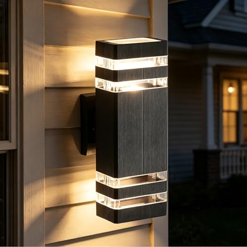 Exterior Lighting Fixtures Modern Porch Lights 4000K LED Outdoor Sconce Lights Wall Mount Black Garage Sconces Lamps for House Porch Patio Outside Yard